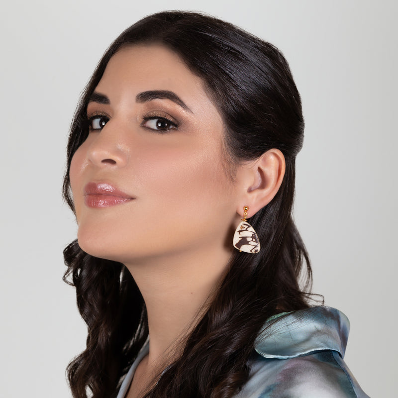 MARIPOSA EARRINGS - Handmade - 24K gold-plated - Tagua (vegetable ivory)