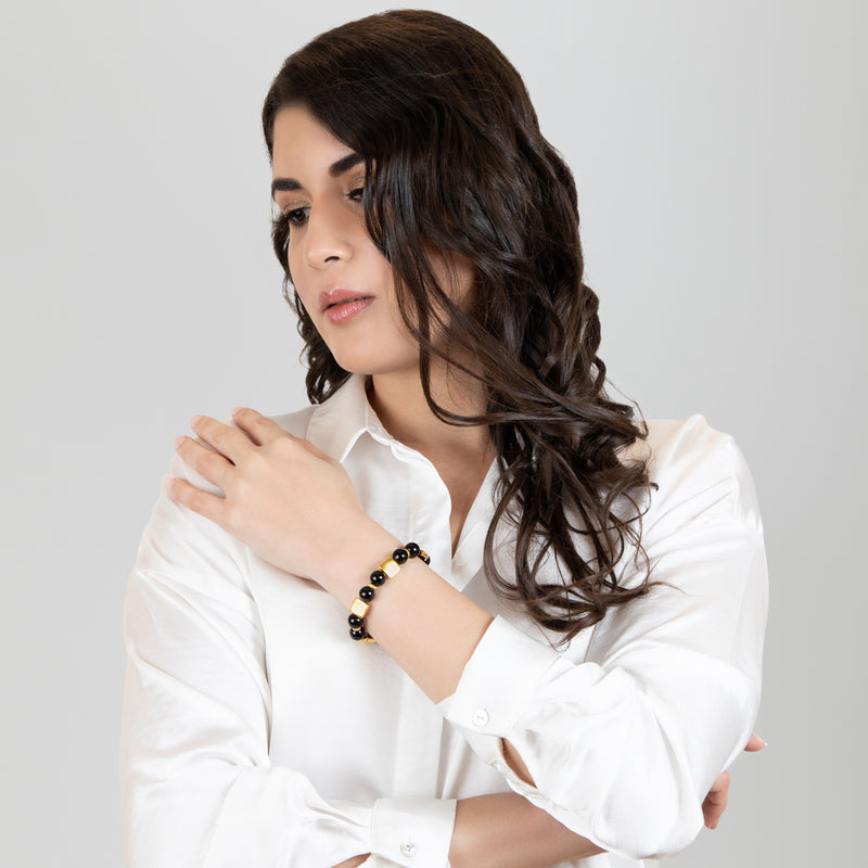 QUIMBAYA BRACELET - Handmade - 24K gold-plated - Onyx