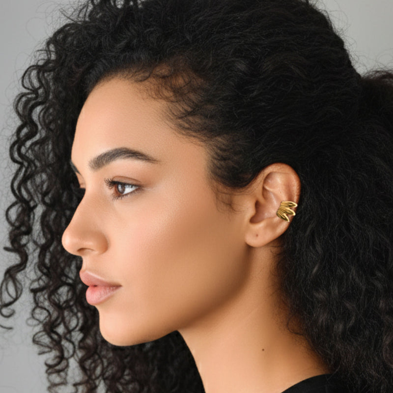 EARCUFF MUISCA ALITA - Unissexo - Feito à mão - Banhado a ouro de 24 quilates