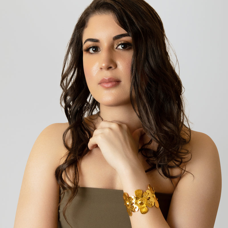 BRACELETE BLOSSOM - Feita à mão - Banhada a ouro de 24 quilates