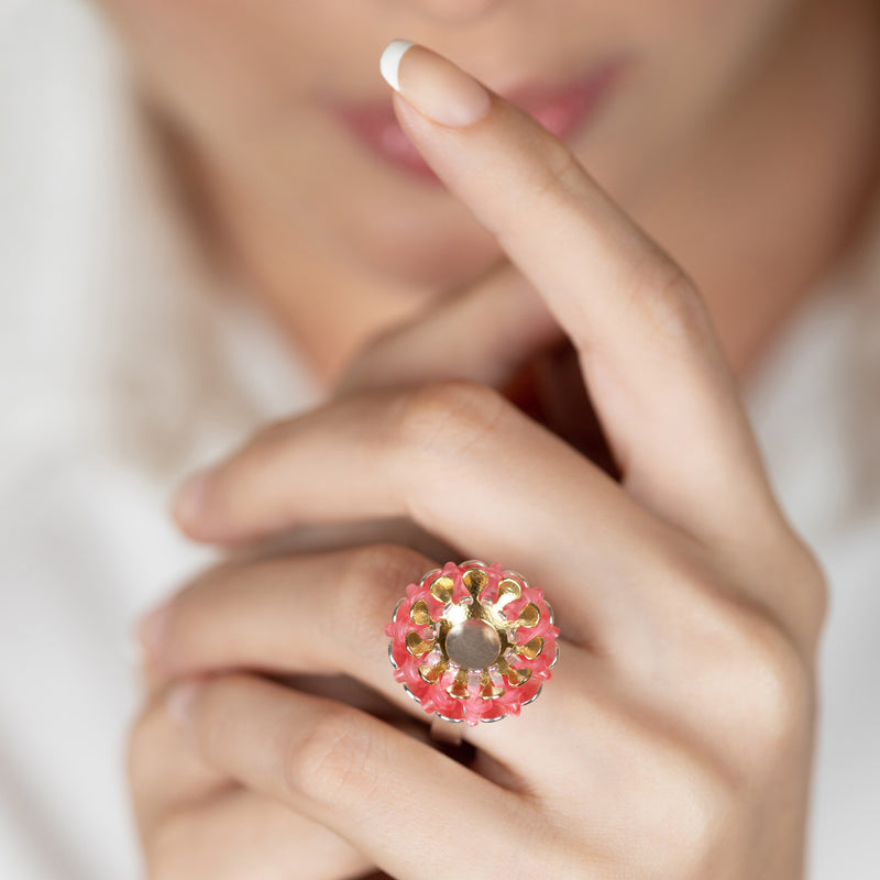 ECOSOL RING - Handmade - Adjustable - Sterling silver 925 and 24K gold-plated - Recycled bottle cap plastic liners