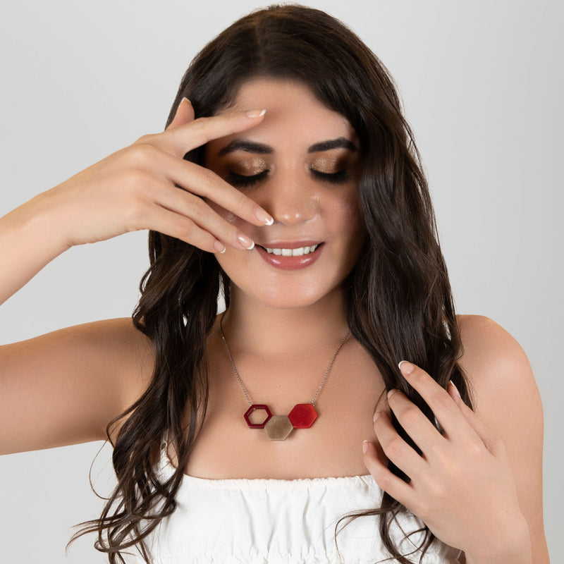 TRIPTYCH NECKLACE - Handmade - Stainless steel - Tagua (vegetable ivory)