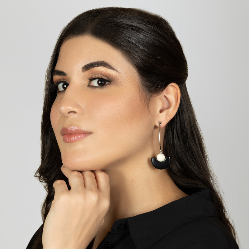 LUNA EARRINGS - Handmade - Stainless steel - Tagua (vegetable ivory)