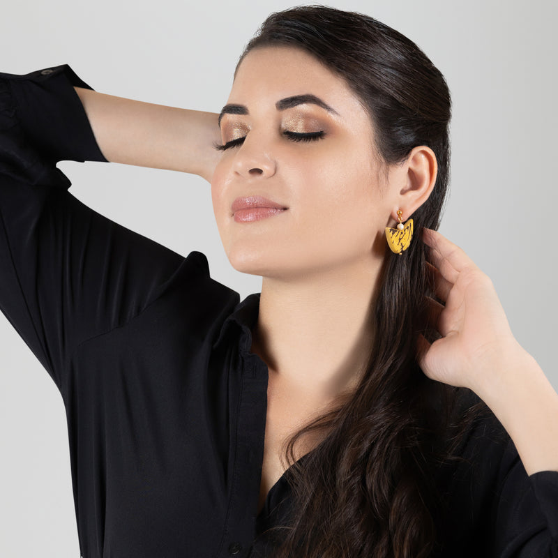 PALMA EARRINGS - Handmade - 24K gold-plated - Tagua (vegetable ivory), cultured pearls