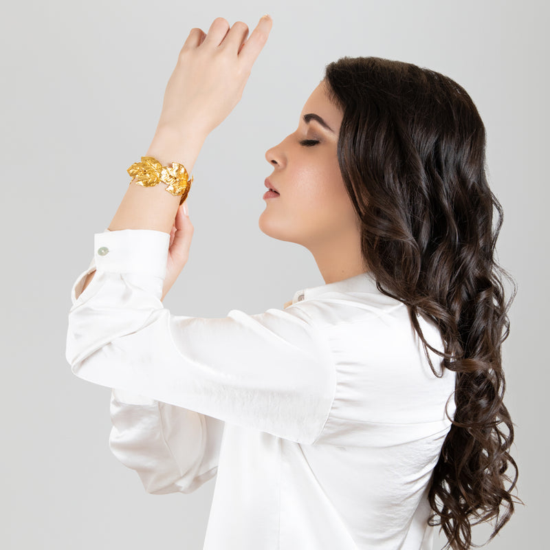 BRACELETE GREENÖA - Feita à mão - Banhada a ouro de 24 quilates