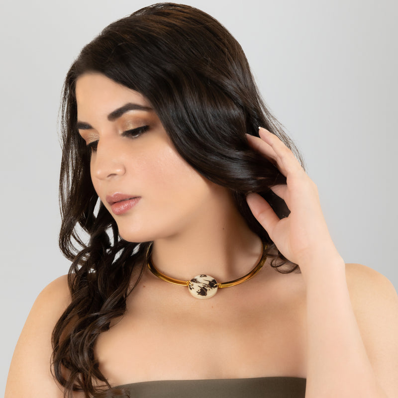 MARISOL NECKLACE - Handmade - 24K gold-plated - Tagua (vegetable ivory)