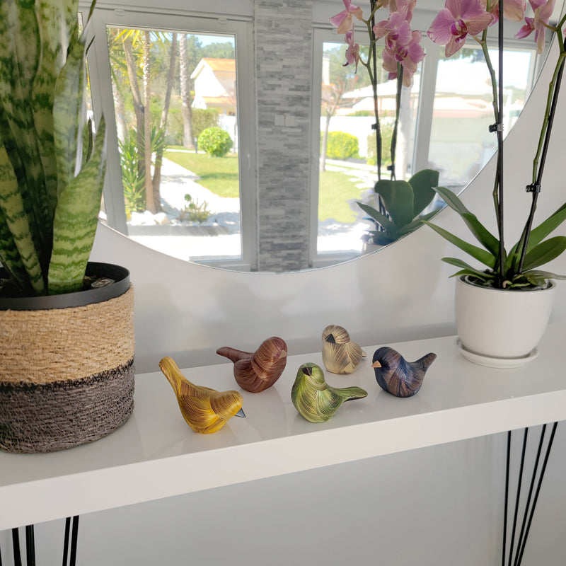 ANDEAN DECORATIVE BIRD - Tamo art - Wood decorated with wheat and barley stalks (straw marquetry)