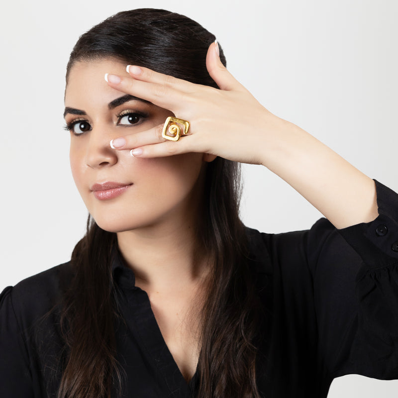 ANEL ALMA - Feito à mão - Banhado a ouro de 24 quilates