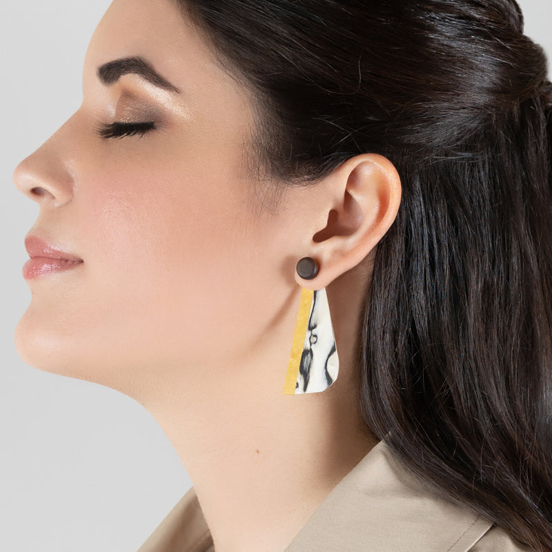 WOODIE TRIO EARRINGS - Handmade - Reversible - Plywood (3 crossed-laid layers of wood veneer)
