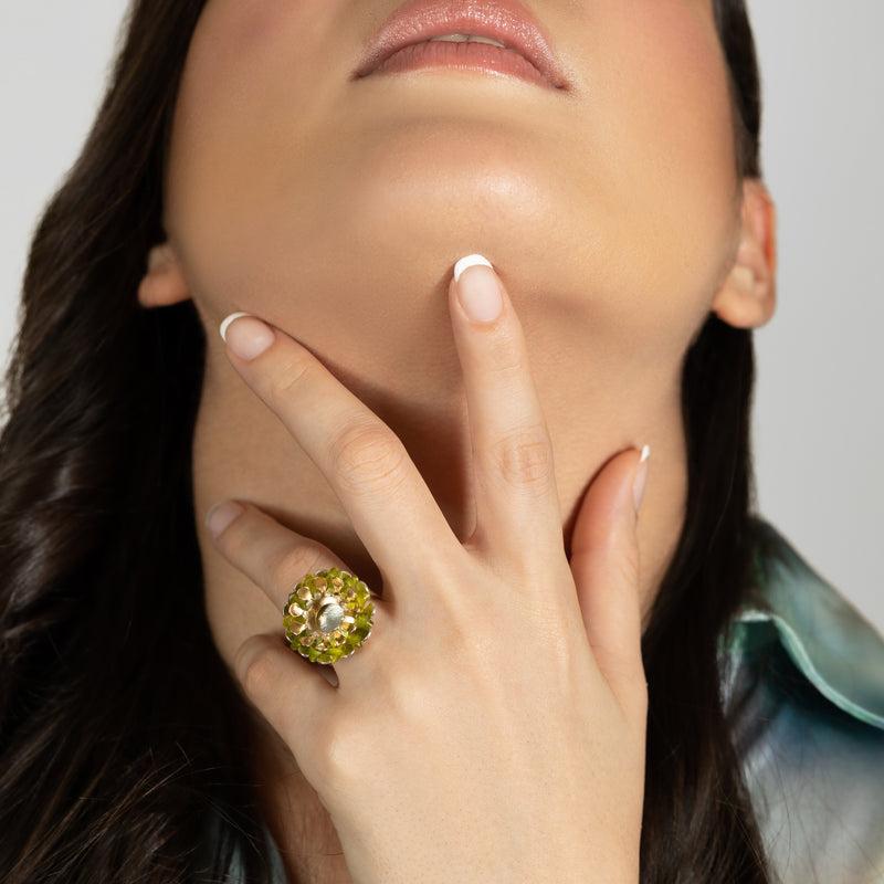 ECOSOL RING - Handmade - Adjustable - Sterling silver 925 and 24K gold-plated - Recycled bottle cap plastic liners
