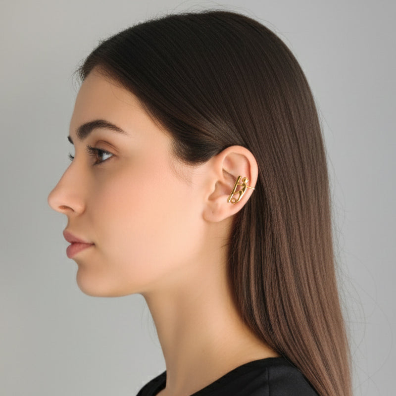EARCUFF MUISCA MONO - Unissexo - Feito à mão - Banhado a ouro de 24 quilates
