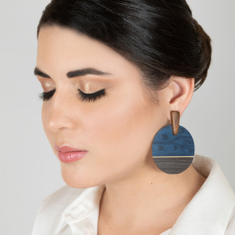 WOODIE SOL EARRINGS - Handmade - Plywood (3 crossed-laid layers of wood veneer)