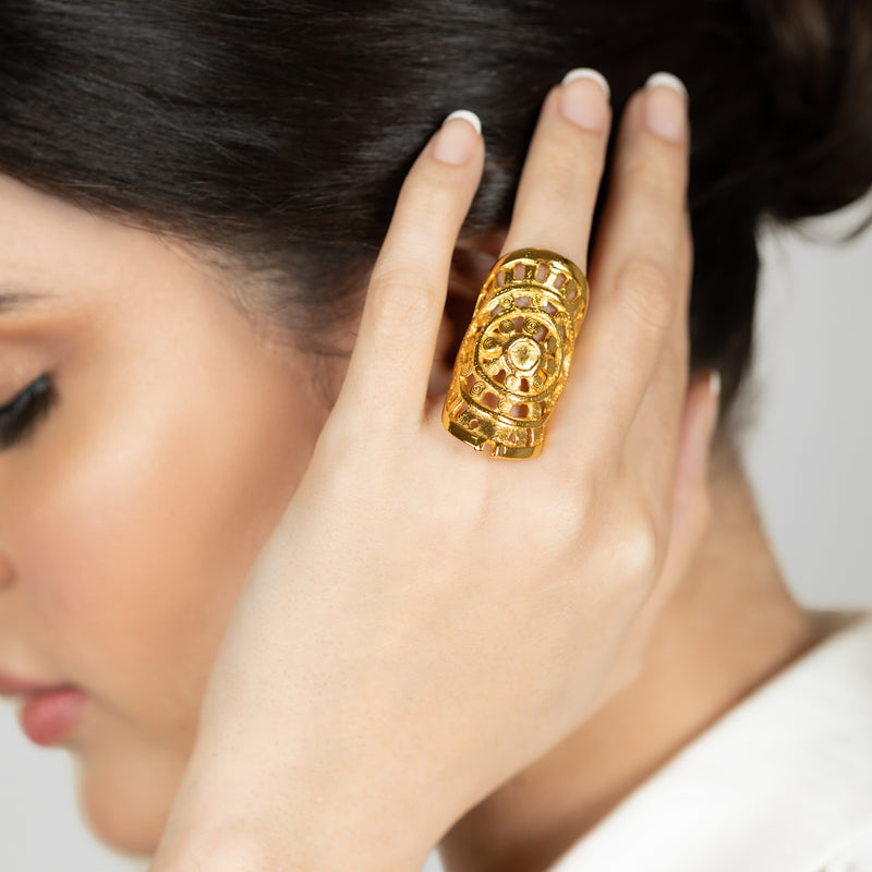 ANEL RONDA - Feito à mão - Banhado a ouro de 24 quilates