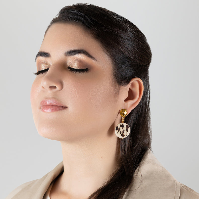 SOLISE EARRINGS - Handmade - 24K gold-plated - Tagua (vegetable ivory)