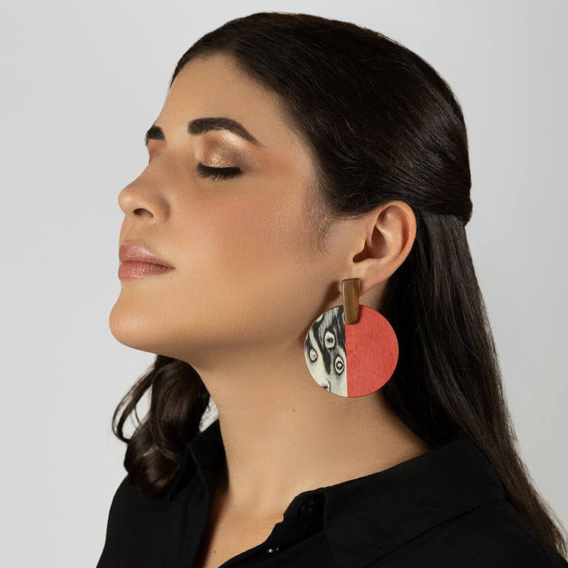 WOODIE SOL EARRINGS - Handmade - Plywood (3 crossed-laid layers of wood veneer)