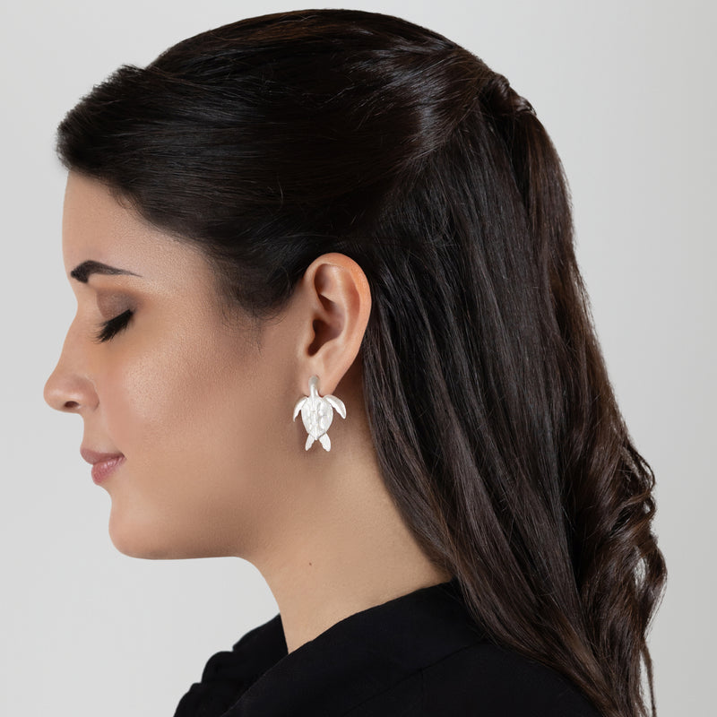 MARINA TURTLE EARRINGS - Handmade - Silver