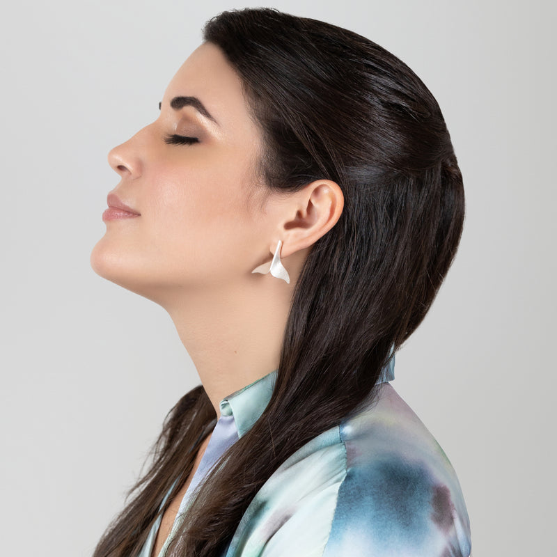 MARINA WHALE TAIL EARRINGS - Handmade - Silver