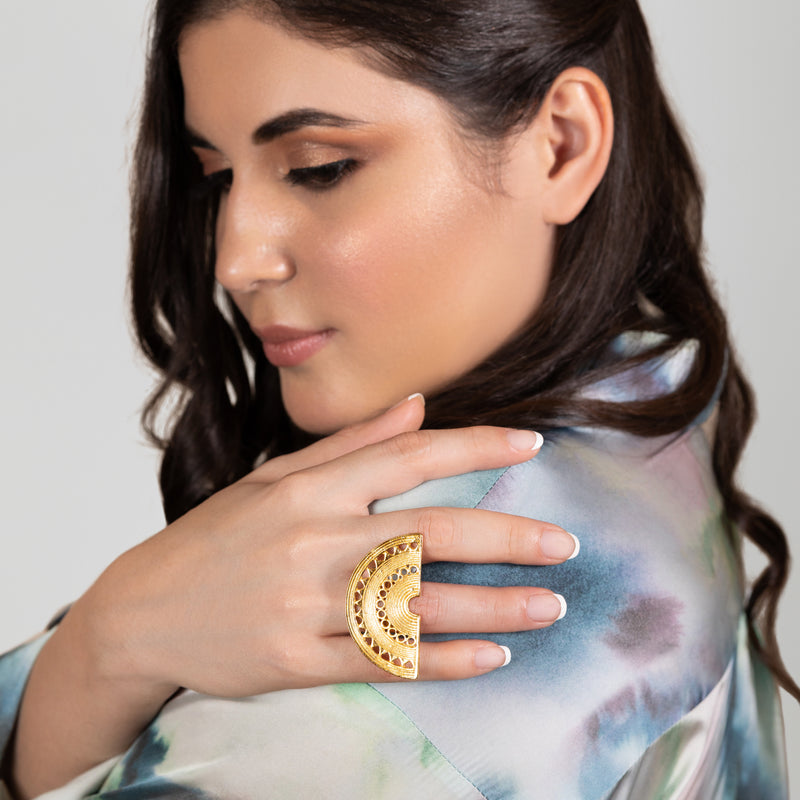 ANEL NARIGUERA - Feito à mão - Banhado a ouro de 24 quilates