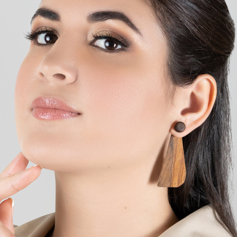 WOODIE TRIO EARRINGS - Handmade - Reversible - Plywood (3 crossed-laid layers of wood veneer)