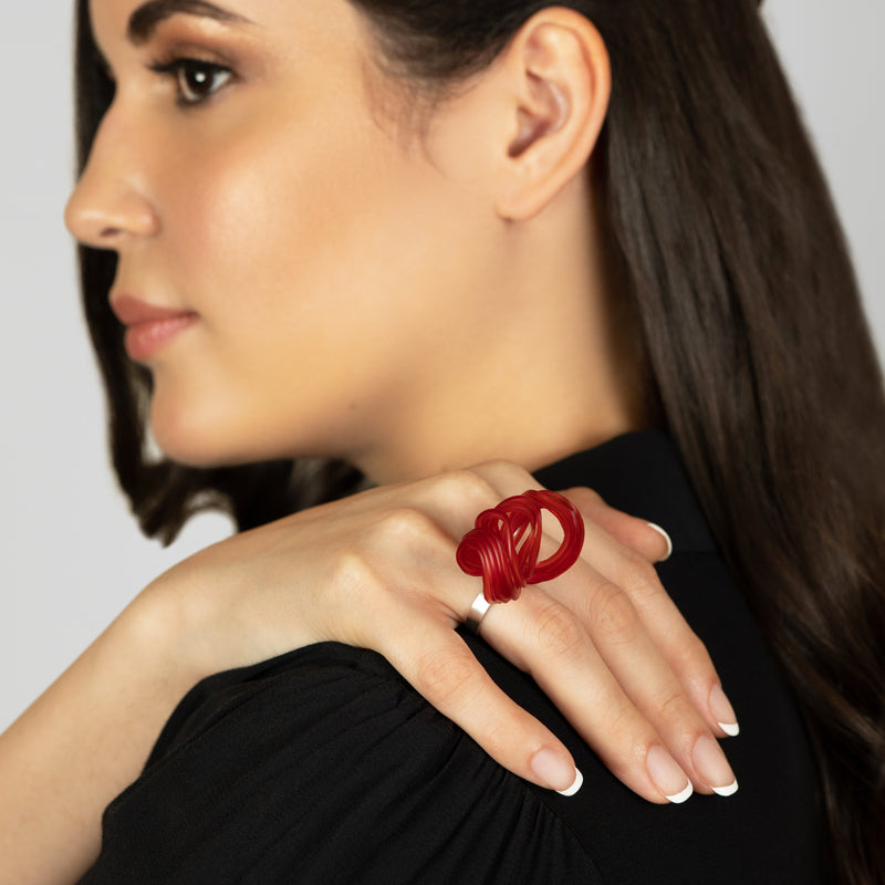 ECOBLOOM RING - Handmade - Adjustable - Sterling silver 925 - Recycled bottle cap plastic liners