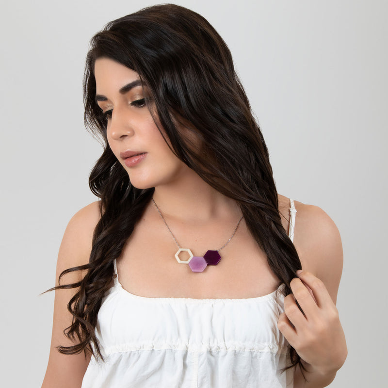 TRIPTYCH NECKLACE - Handmade - Stainless steel - Tagua (vegetable ivory)