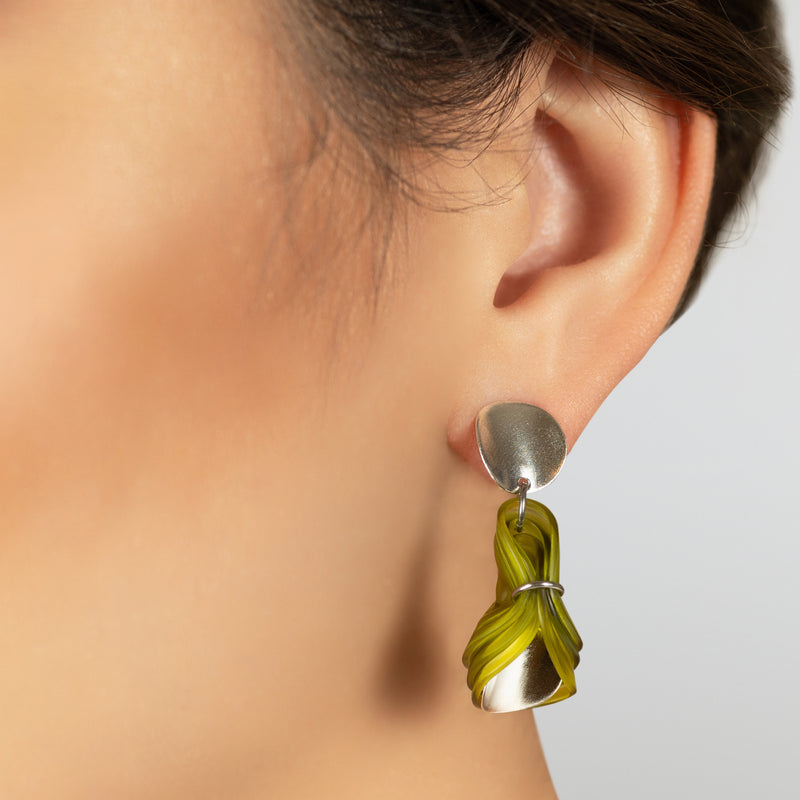 ECOGLOW EARRINGS - Handmade - Sterling silver 925 - Recycled bottle cap plastic liners