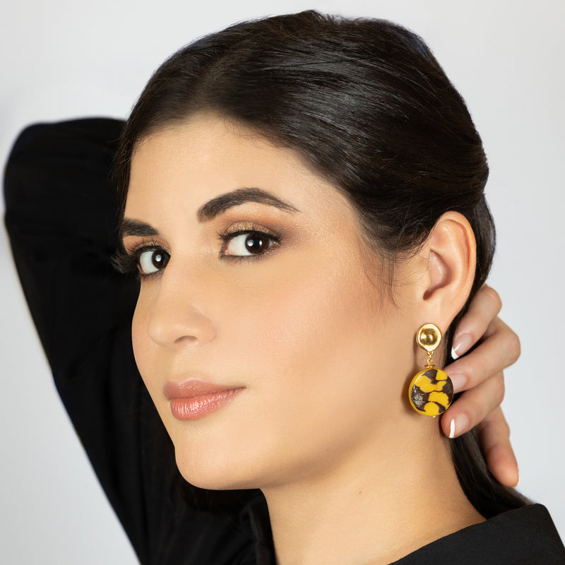 SOLISE EARRINGS - Handmade - 24K gold-plated - Tagua (vegetable ivory)