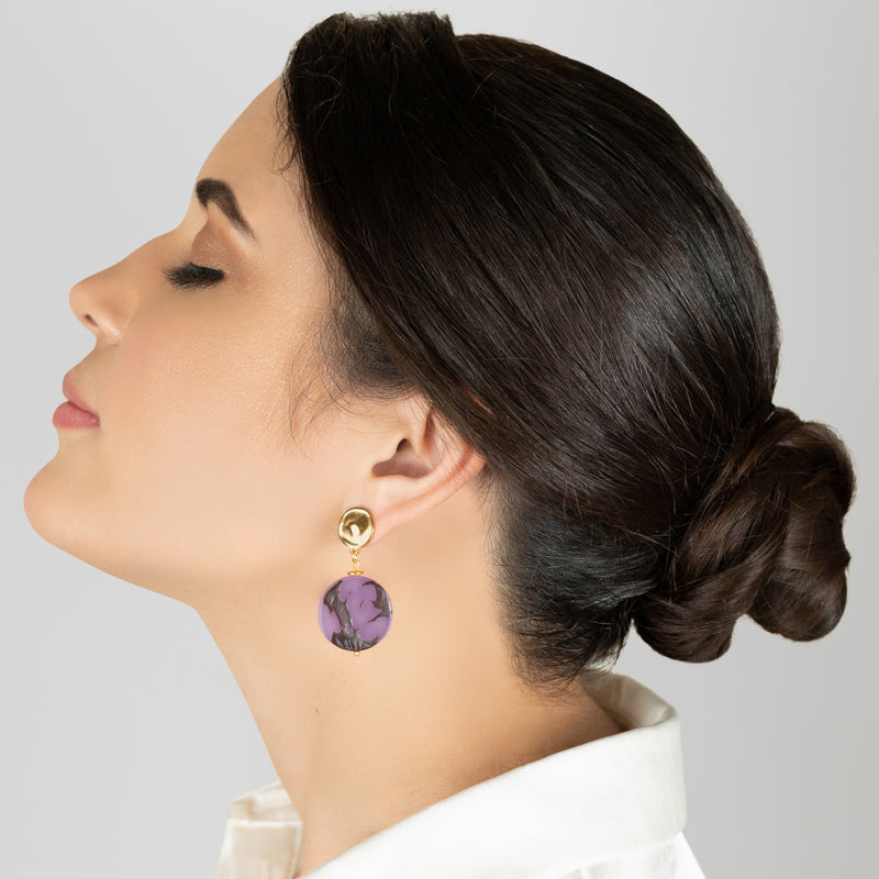 SOLISE EARRINGS - Handmade - 24K gold-plated - Tagua (vegetable ivory)