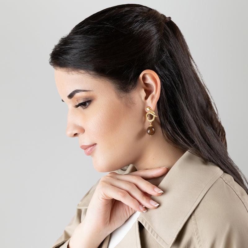 SERPENTIA EARRINGS - Handmade - 24K gold-plated - Agate