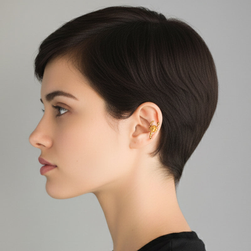 EARCUFF MUISCA ESCORPIÓN - Unissexo - Feito à mão - Banhado a ouro de 24 quilates