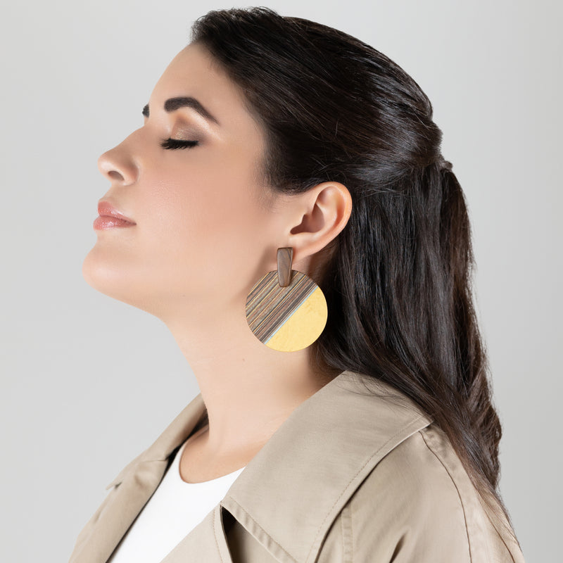 WOODIE SOL EARRINGS - Handmade - Plywood (3 crossed-laid layers of wood veneer)
