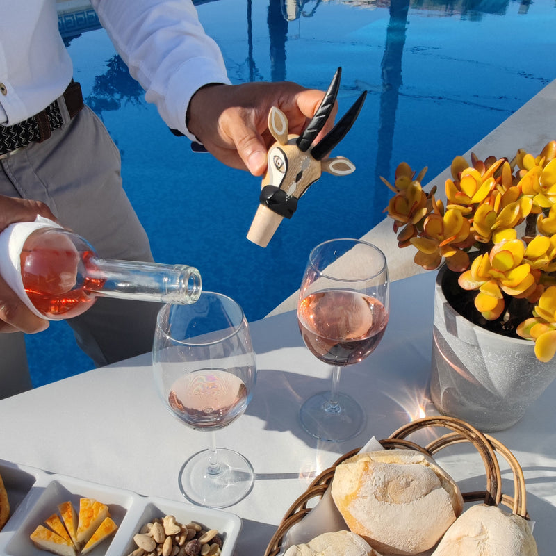 DECORATIVE BOTTLE STOPPER - The carnival goat - Hand-carved and painted wood