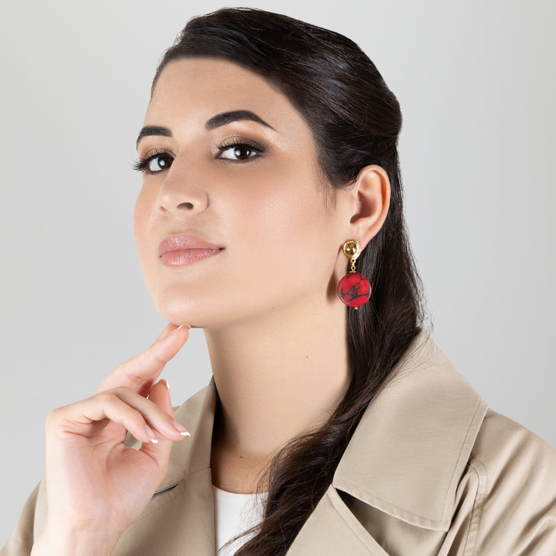 SOLISE EARRINGS - Handmade - 24K gold-plated - Tagua (vegetable ivory)