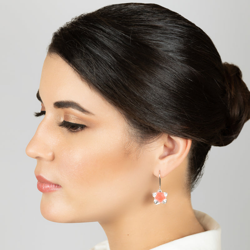 ECOFLOR EARRINGS - Handmade - Sterling silver 925 - Recycled bottle cap plastic liners