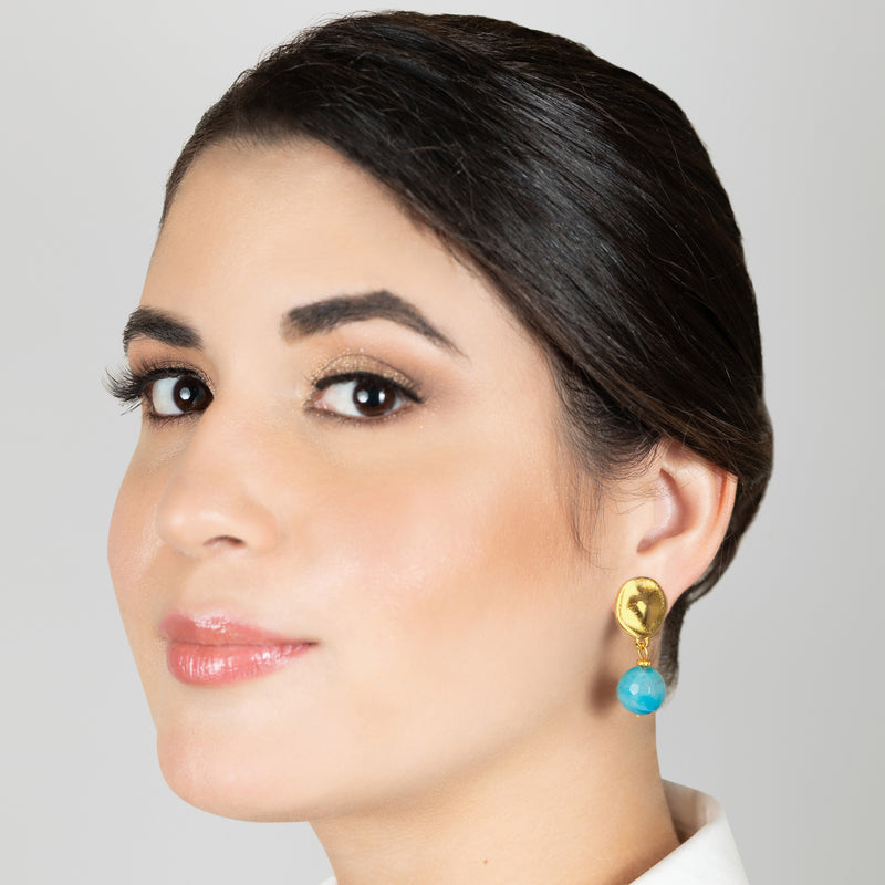 BRINCOS CALIMA - Feitos à mão - Banhados a ouro de 24 quilates - Ágata