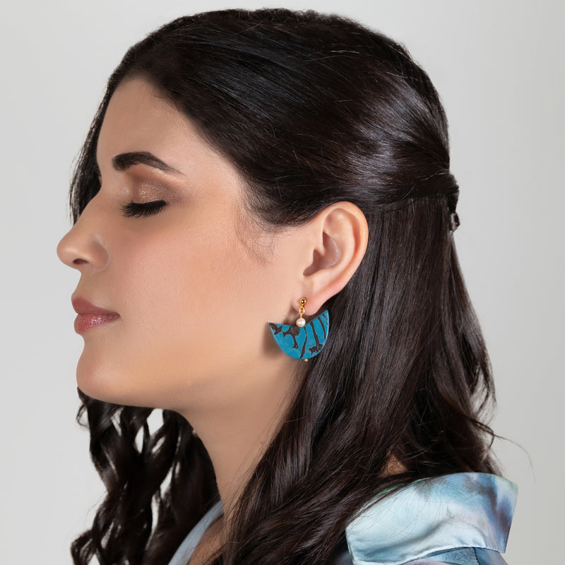 BRINCOS PALMA - Feitos à mão - Banhados a ouro de 24 quilates - Tagua (marfim vegetal), pérolas cultivadas