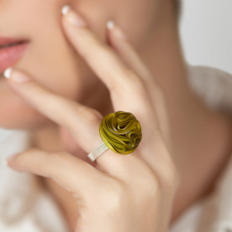 ECOTOPIA RING - Handmade - Adjustable - Sterling silver 925 - Recycled bottle cap plastic liners