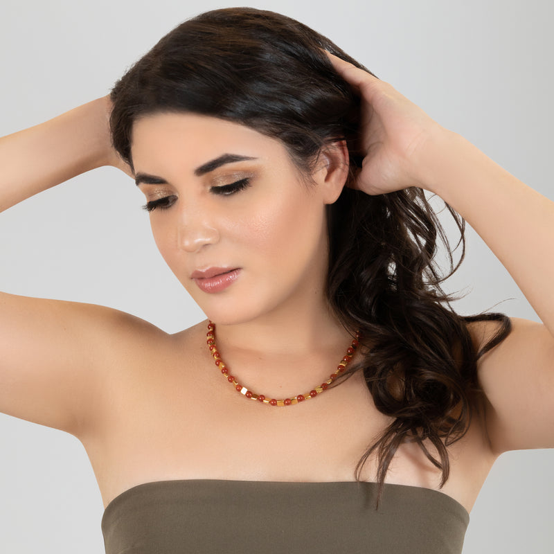 COLAR DORA - Feito à mão - Banhado a ouro de 24 quilates - Ágatas