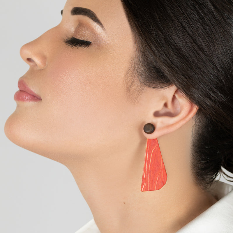 WOODIE TRIO EARRINGS - Handmade - Reversible - Plywood (3 crossed-laid layers of wood veneer)