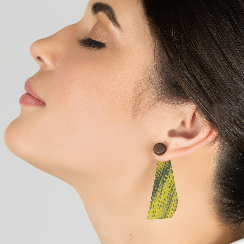 WOODIE TRIO EARRINGS - Handmade - Reversible - Plywood (3 crossed-laid layers of wood veneer)