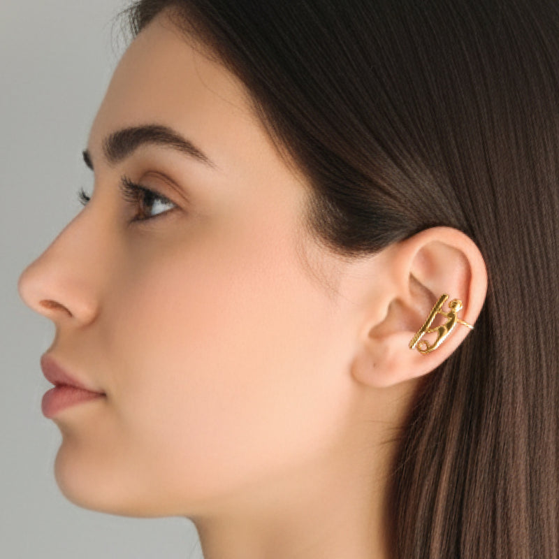 EARCUFF MUISCA MONO - Unissexo - Feito à mão - Banhado a ouro de 24 quilates