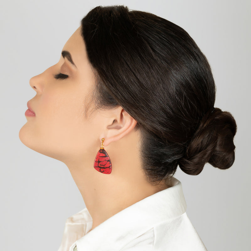 MARIPOSA EARRINGS - Handmade - 24K gold-plated - Tagua (vegetable ivory)