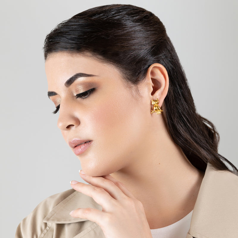 BRINCOS OWLIE - Feitos à mão - Banhados a ouro de 24 quilates