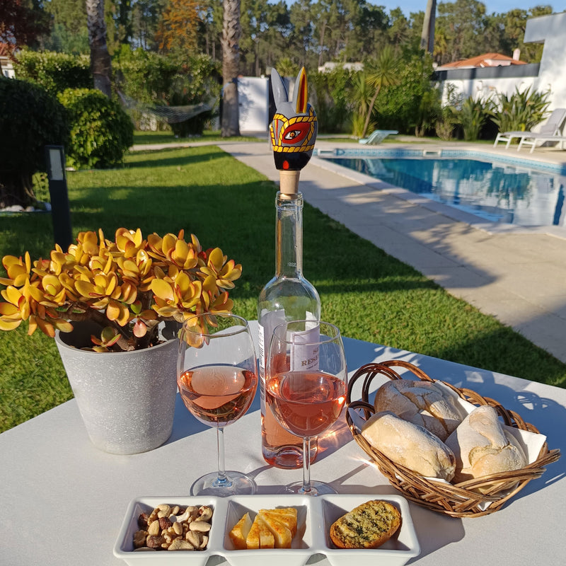 DECORATIVE BOTTLE STOPPER - The carnival donkey - Hand-carved and painted wood