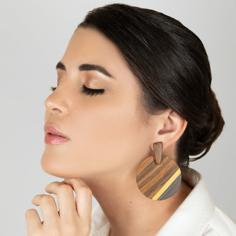 WOODIE SOL EARRINGS - Handmade - Plywood (3 crossed-laid layers of wood veneer)