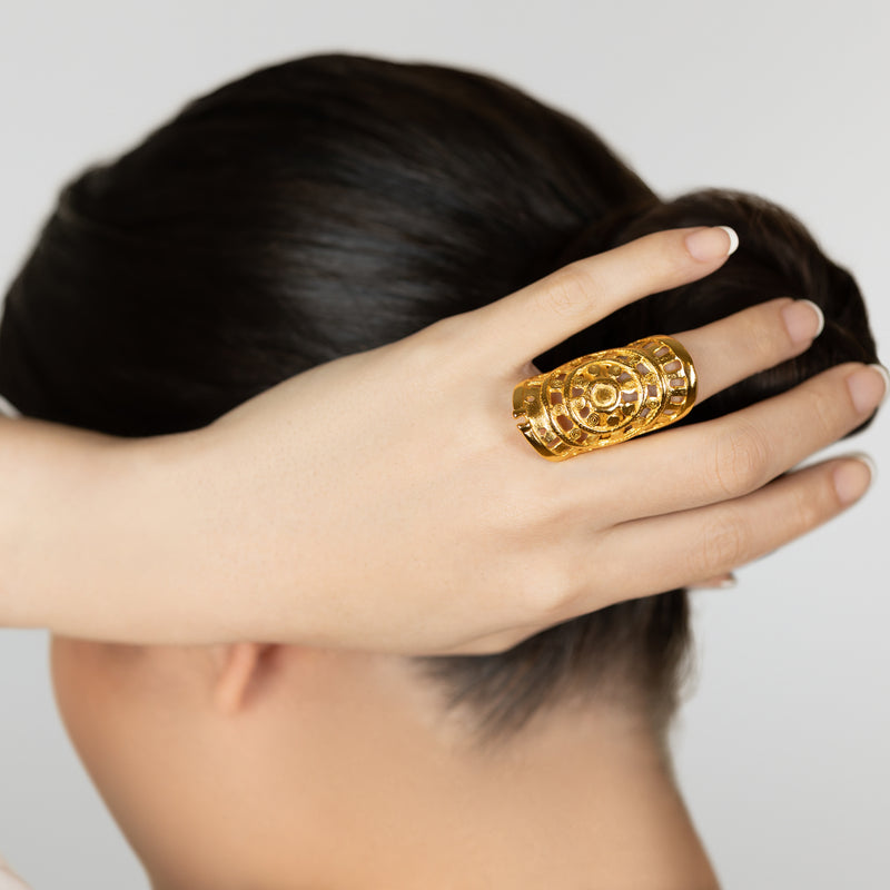 ANEL RONDA - Feito à mão - Banhado a ouro de 24 quilates