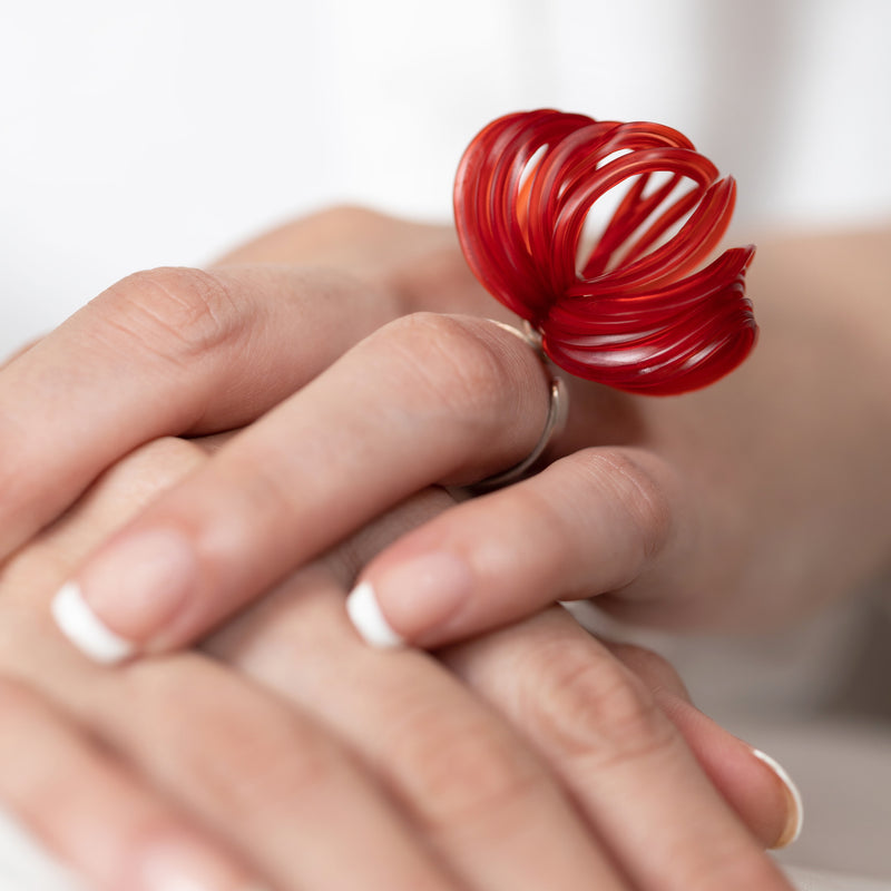 ECOBLOOM RING - Handmade - Adjustable - Sterling silver 925 - Recycled bottle cap plastic liners
