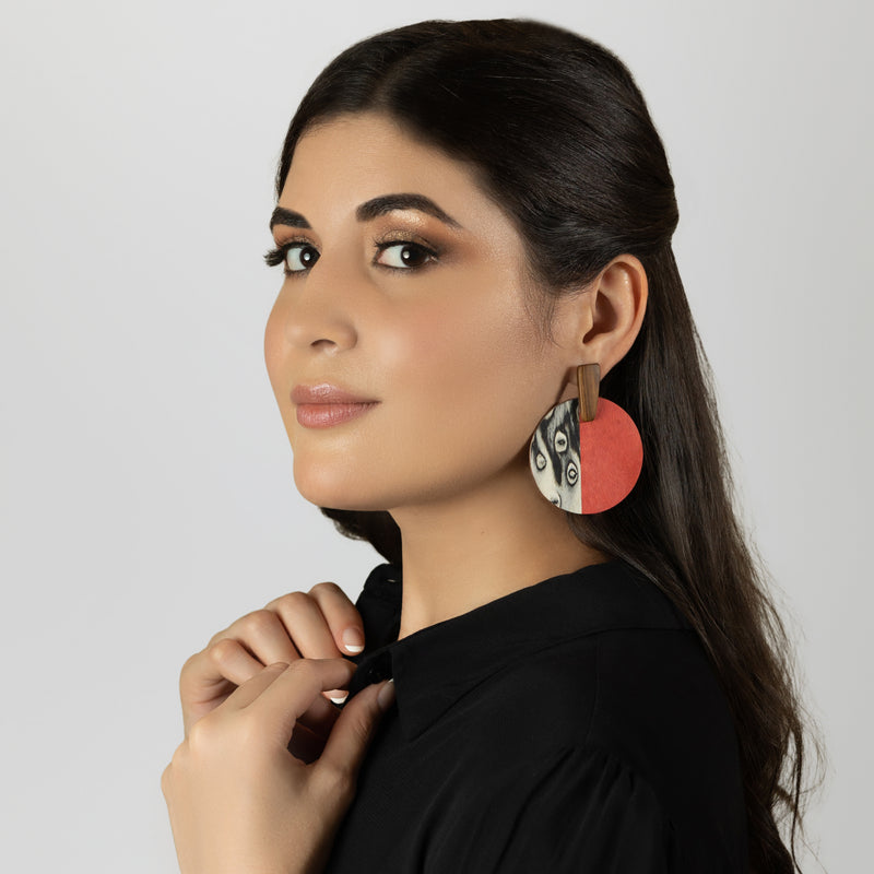 WOODIE SOL EARRINGS - Handmade - Plywood (3 crossed-laid layers of wood veneer)