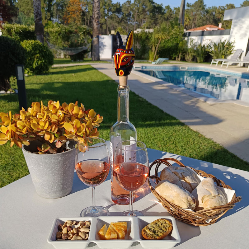 DECORATIVE BOTTLE STOPPER - The carnival donkey - Hand-carved and painted wood