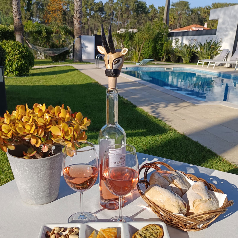 DECORATIVE BOTTLE STOPPER - The carnival goat - Hand-carved and painted wood